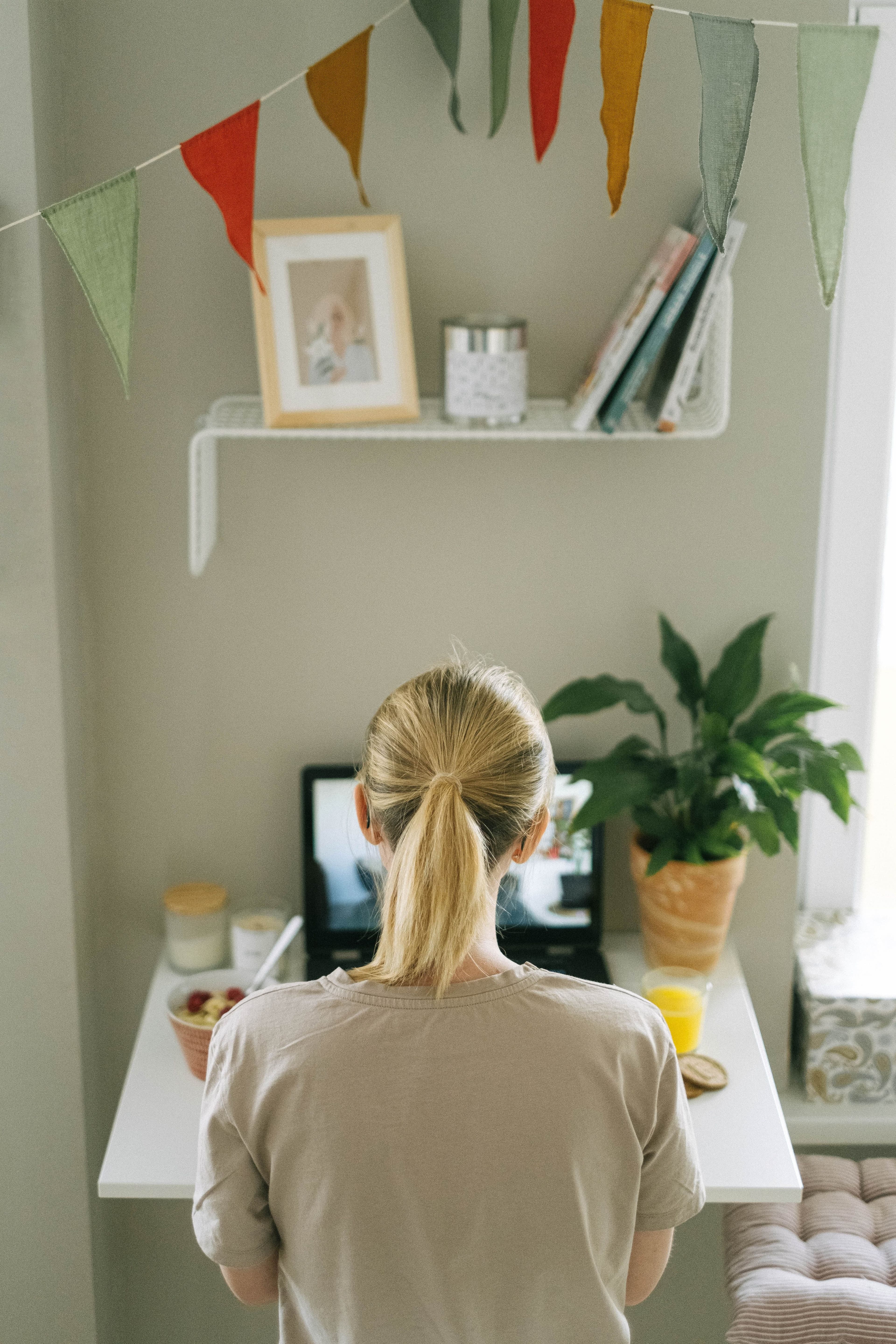 Woman working at home